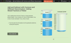 Expression Evaluation with Different Denominators: Adding Mixed Fractions of Water Interactive Expression Evaluation with Different Denominators: Adding Mixed Fractions of Water Interactive