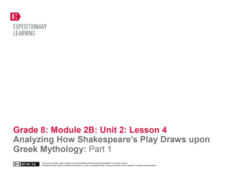Analyzing How Shakespeare’s Play Draws upon Greek Mythology: Part 1 Lesson Plan Analyzing How Shakespeare’s Play Draws upon Greek Mythology: Part 1 Lesson Plan