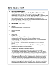 Land Development Unit Plan Land Development Unit Plan