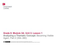 EngageNY Grade 8 ELA: Module 3a, Unit 3: Becoming Visible Again: Finding Freedom and Recovering Life EngageNY Grade 8 ELA: Module 3a, Unit 3: Becoming Visible Again: Finding Freedom and Recovering Life
