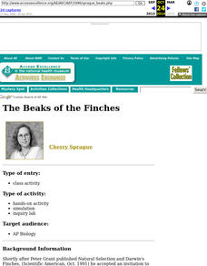 The Beaks of the Finches Lesson Plan The Beaks of the Finches Lesson Plan