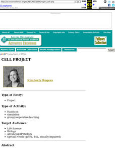 Cell Project Lesson Plan Cell Project Lesson Plan