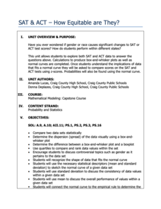 SAT and ACT – How Equitable Are They? Unit Plan SAT and ACT – How Equitable Are They? Unit Plan