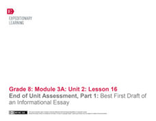 End of Unit Assessment, Part 1: Best First Draft of an Informational Essay Lesson Plan End of Unit Assessment, Part 1: Best First Draft of an Informational Essay Lesson Plan
