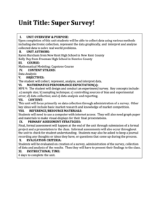 Super Survey! Unit Plan Super Survey! Unit Plan