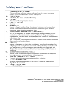 Building Your Own Home Unit Plan Building Your Own Home Unit Plan