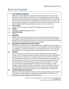 Real Life Parallels Unit Plan Real Life Parallels Unit Plan