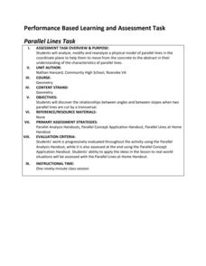 Parallel Lines Task Performance Parallel Lines Task Performance