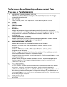 Triangles in Parallelograms Performance Triangles in Parallelograms Performance
