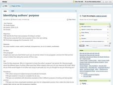 Identifying author's purpose Lesson Plan Identifying author's purpose Lesson Plan