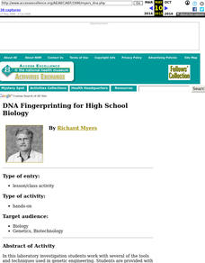 DNA Fingerprinting for High School Biology Lesson Plan DNA Fingerprinting for High School Biology Lesson Plan