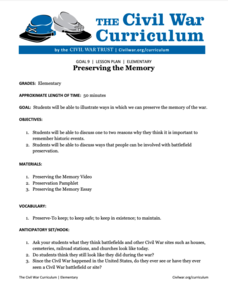 Preserving the Memory Lesson Plan Preserving the Memory Lesson Plan