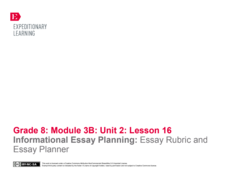 Informational Essay Planning: Essay Rubric and Essay Planner Lesson Plan Informational Essay Planning: Essay Rubric and Essay Planner Lesson Plan