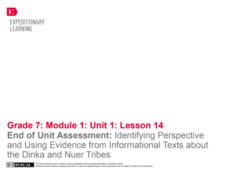 End of Unit Assessment: Identifying Perspective and Using Evidence from Informational Texts about the Dinka and Nuer Tribes Lesson Plan End of Unit Assessment: Identifying Perspective and Using Evidence from Informational Texts about the Dinka and Nuer Tribes Lesson Plan