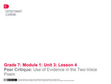 Peer Critique: Use of Evidence in the Two-Voice Poem Lesson Plan Peer Critique: Use of Evidence in the Two-Voice Poem Lesson Plan