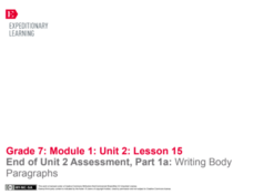 End of Unit 2 Assessment, Part 1a: Writing Body Paragraphs Lesson Plan End of Unit 2 Assessment, Part 1a: Writing Body Paragraphs Lesson Plan
