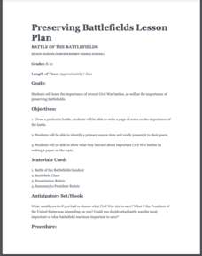 Preserving Battlefields Lesson Plan Preserving Battlefields Lesson Plan