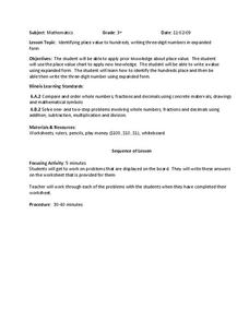 Identifying Place Value Lesson Plan Identifying Place Value Lesson Plan