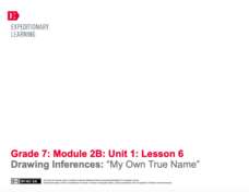 Drawing Inferences: “My Own True Name”sl.7.1 Lesson Plan Drawing Inferences: “My Own True Name”sl.7.1 Lesson Plan