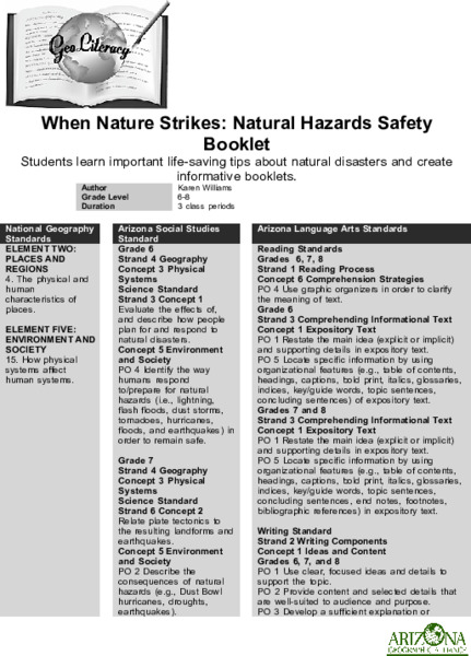When Nature Strikes: Natural Hazards Safety Lesson Plan When Nature Strikes: Natural Hazards Safety Lesson Plan