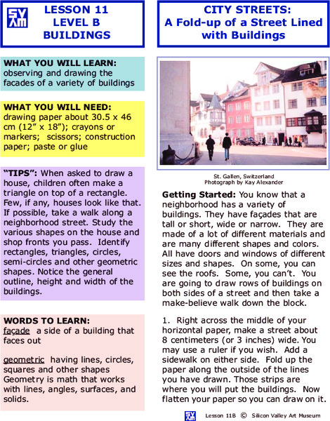 City Streets: A Fold-up of a Street Lined with Buildings Lesson Plan City Streets: A Fold-up of a Street Lined with Buildings Lesson Plan