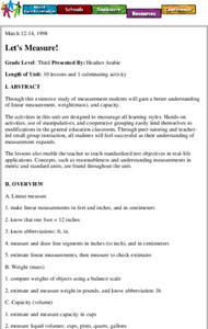 Let's Measure Lesson Plan Let's Measure Lesson Plan