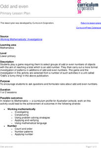 Odd and even Lesson Plan Odd and even Lesson Plan