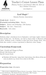 Leaf Magic Lesson Plan Leaf Magic Lesson Plan