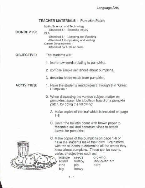 Pumpkin Patch Lesson Plan Pumpkin Patch Lesson Plan
