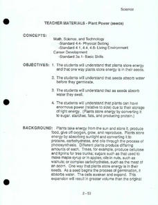 Plant Power Lesson Plan Plant Power Lesson Plan