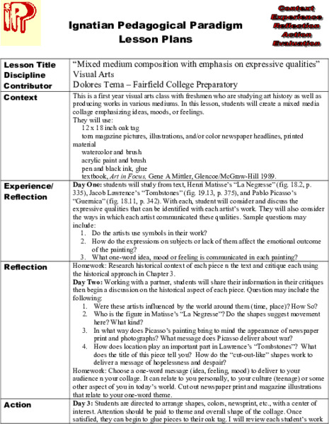 Ignatian Pedagogical Paradigm Lesson Plan Ignatian Pedagogical Paradigm Lesson Plan