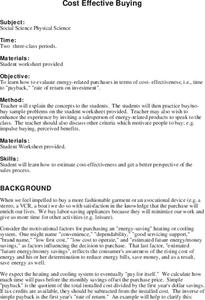 Cost Effective Buying Lesson Plan Cost Effective Buying Lesson Plan