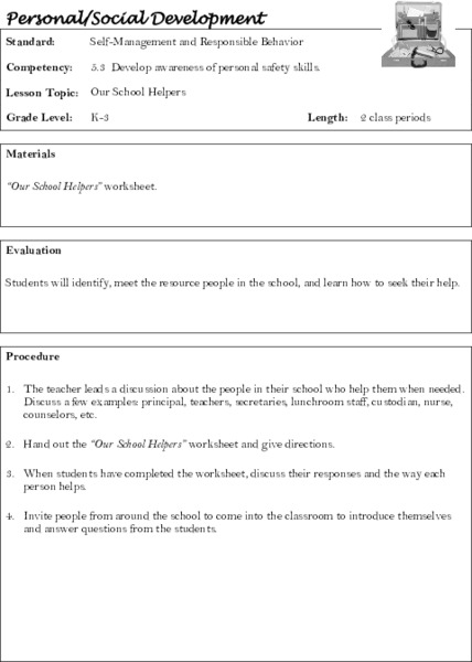 Self-Management and Responsible Behavior Lesson Plan Self-Management and Responsible Behavior Lesson Plan