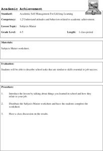 Subjects Matter Lesson Plan Subjects Matter Lesson Plan