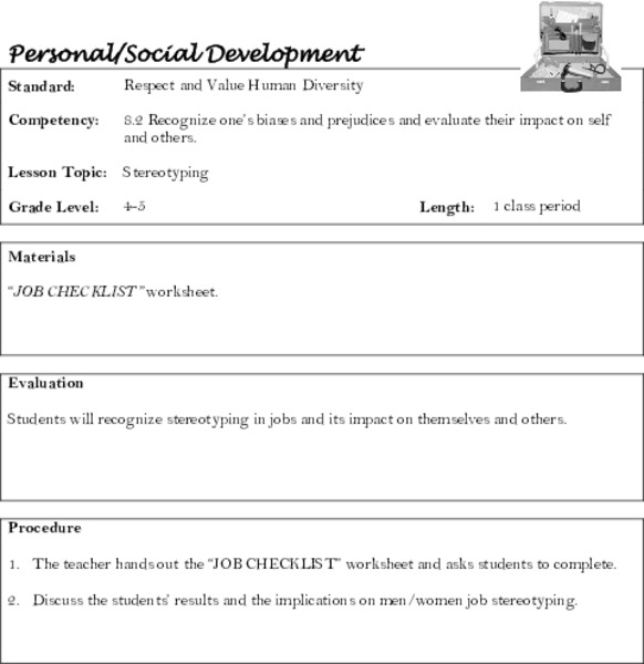 Stereotyping Lesson Plan Stereotyping Lesson Plan