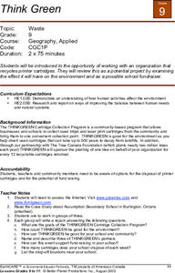 Think Green  Lesson Plan Think Green  Lesson Plan