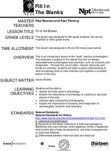 Fill in the Blanks Lesson Plan Fill in the Blanks Lesson Plan
