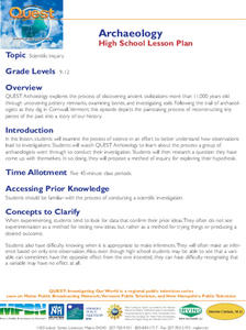 Archaeology Lesson Plan Archaeology Lesson Plan