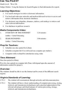 Can You Find It? Lesson Plan Can You Find It? Lesson Plan