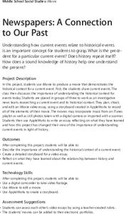 Newspapers: A Connection to Our Past Lesson Plan Newspapers: A Connection to Our Past Lesson Plan