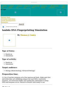 lambda DNA Fingerprinting Simulation Lesson Plan lambda DNA Fingerprinting Simulation Lesson Plan