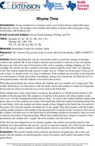 Rhyme Time Lesson Plan Rhyme Time Lesson Plan