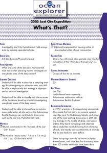 What's That? Lesson Plan What's That? Lesson Plan