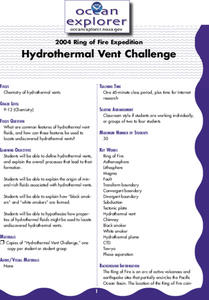 Hydrothermal Vent Challenge Lesson Plan Hydrothermal Vent Challenge Lesson Plan