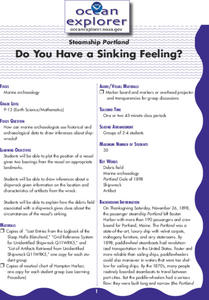 Do You Have A Sinking Feeling? Lesson Plan Do You Have A Sinking Feeling? Lesson Plan