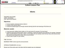 Idioms Lesson Plan Idioms Lesson Plan