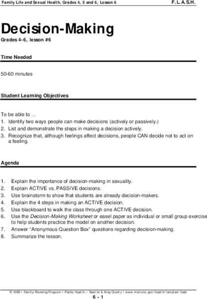 Decision-Making Lesson Plan Decision-Making Lesson Plan