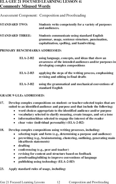 Commonly Misused Words Lesson Plan Commonly Misused Words Lesson Plan