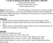 L'école En Afrique Francophone: Rencontres Culturelles Lesson Plan L'école En Afrique Francophone: Rencontres Culturelles Lesson Plan