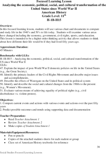 Focused Learning Lesson Lesson Plan Focused Learning Lesson Lesson Plan